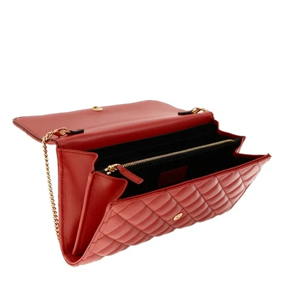 Versace Medusa Chain Crossbody Quilted Red Leather New